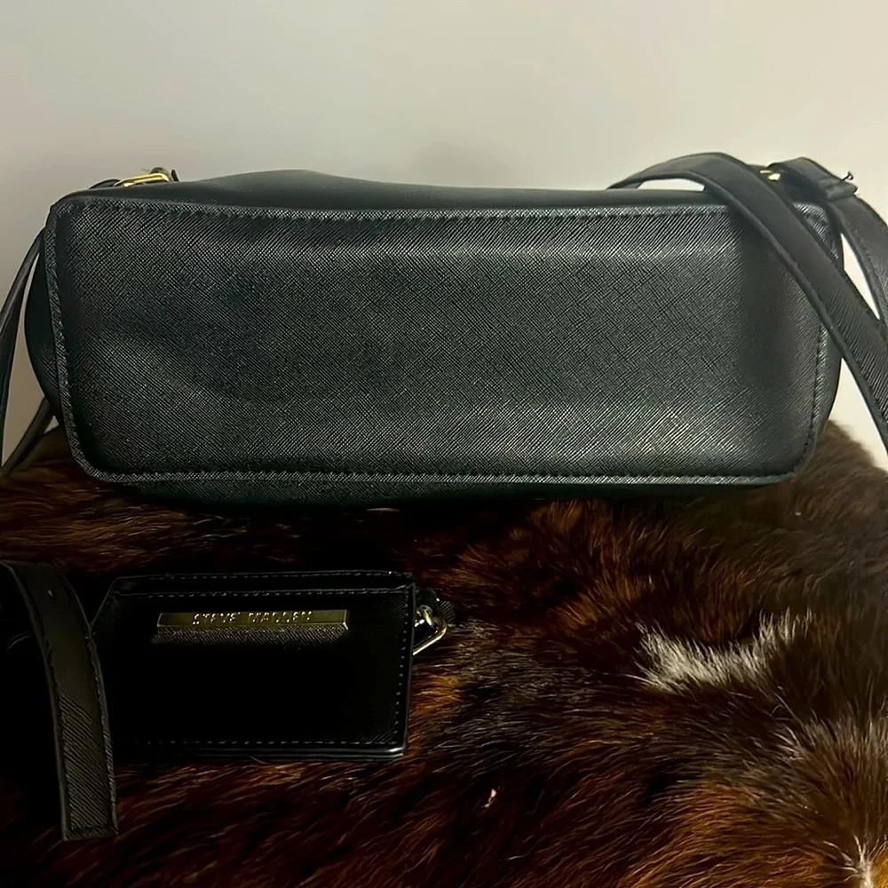 Steve Madden Black & Gold Backpack With Attachable Wallet Mirror